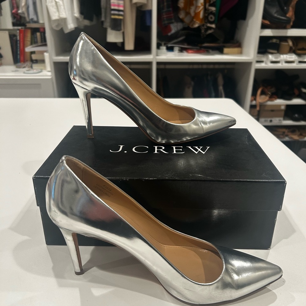 J. Crew Women's Silver Heels Metallic Size 8.5